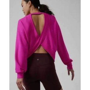 ATHLETA savasana twist back pullover sweatshirt in electric fuchsia size XL